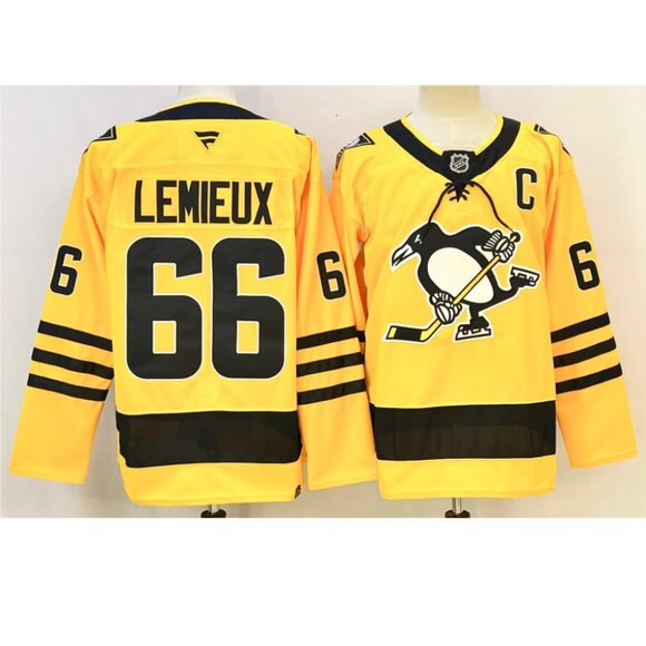 Mens Mario Lemieux Gold Stitched Jersey